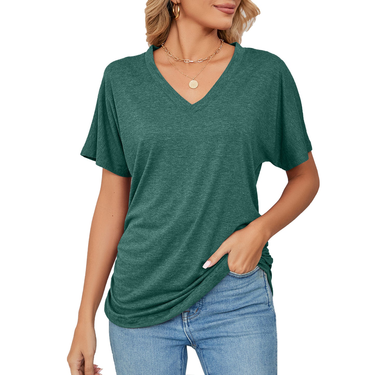 T-shirt Ample à Col V