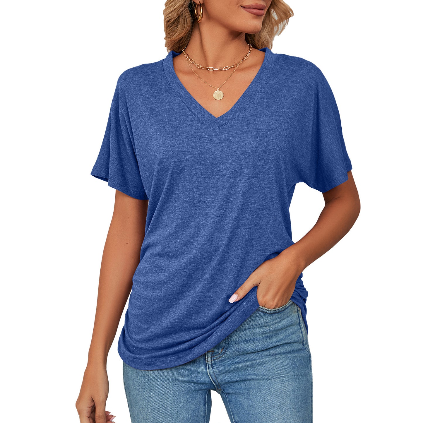 T-shirt Ample à Col V