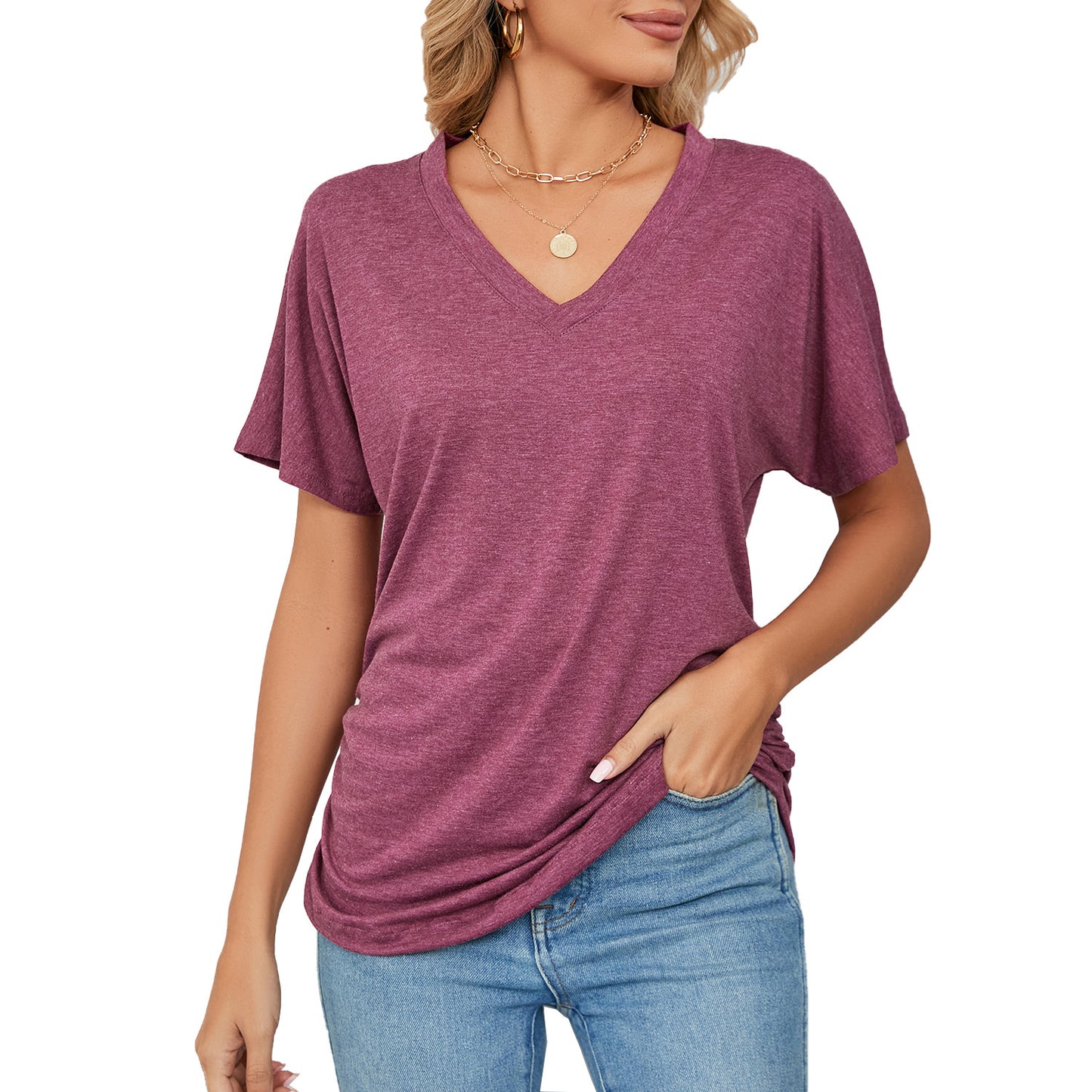 T-shirt Ample à Col V