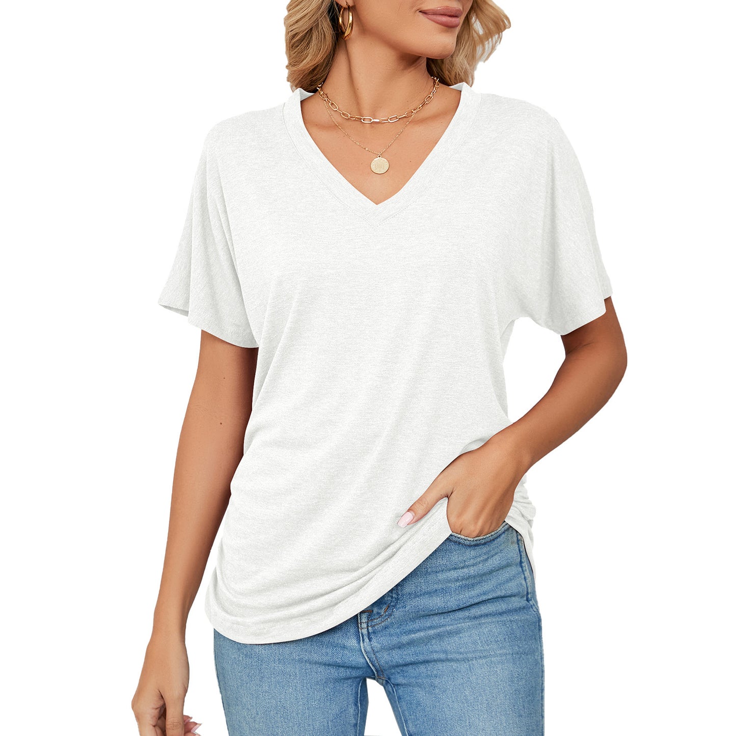 T-shirt Ample à Col V