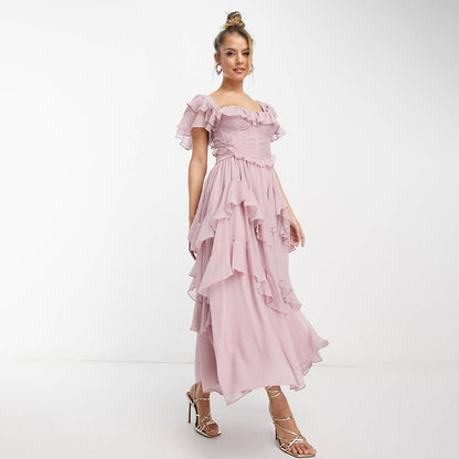 Robe Longue Volantée
