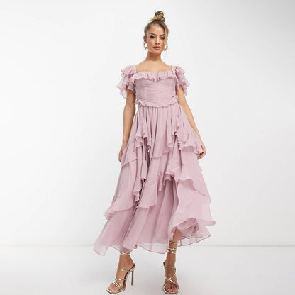 Robe Longue Volantée